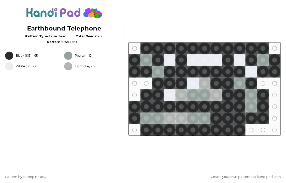 Earthbound Telephone - Fuse Bead Pattern by somepinklady on Kandi Pad - black,beige,gray,earthbound,telephone