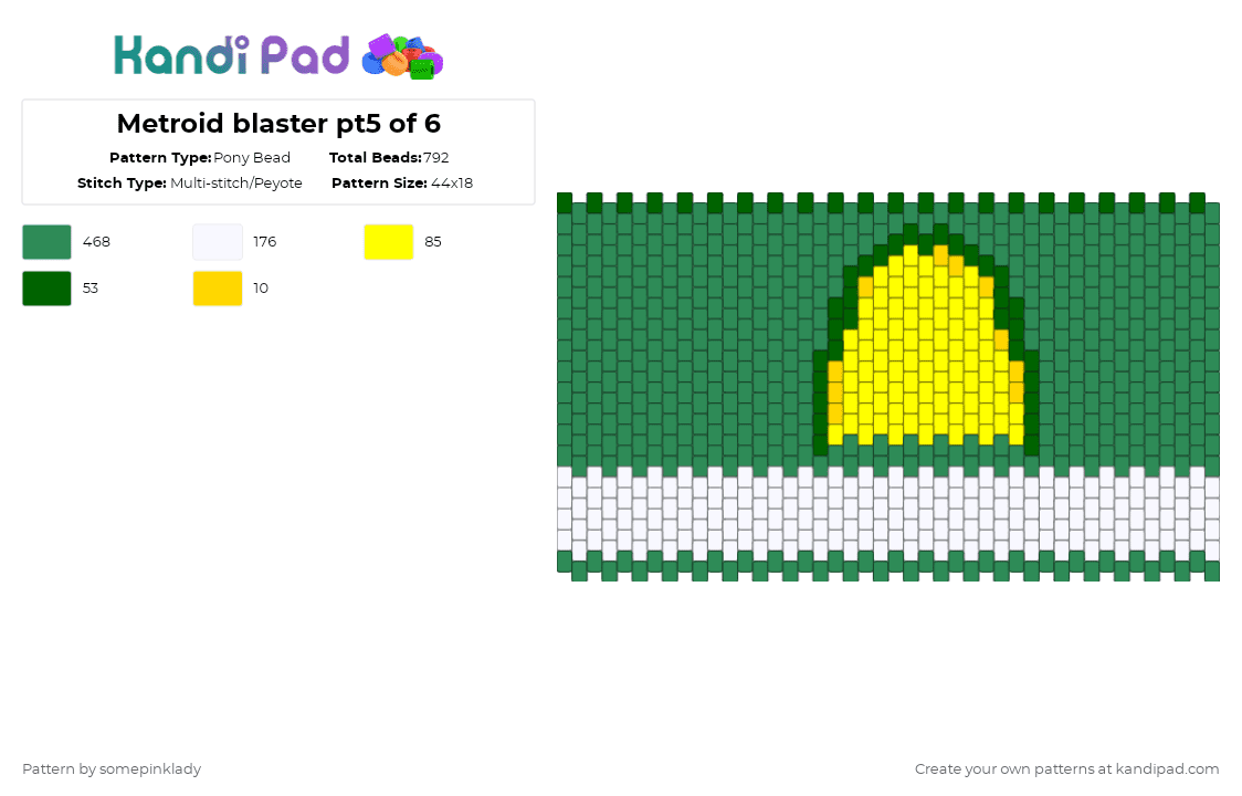 Metroid blaster pt5 of 6 - Pony Bead Pattern by somepinklady on Kandi Pad - green,metroid