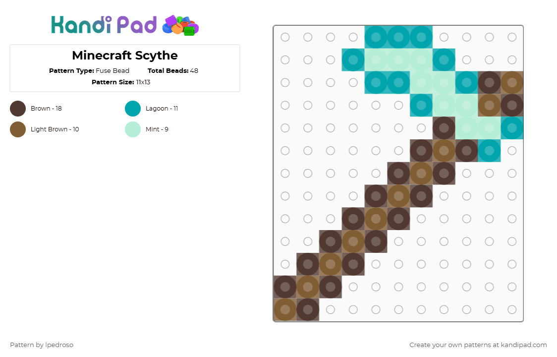 Minecraft Scythe - Fuse Bead Pattern by lpedroso on Kandi Pad - brown