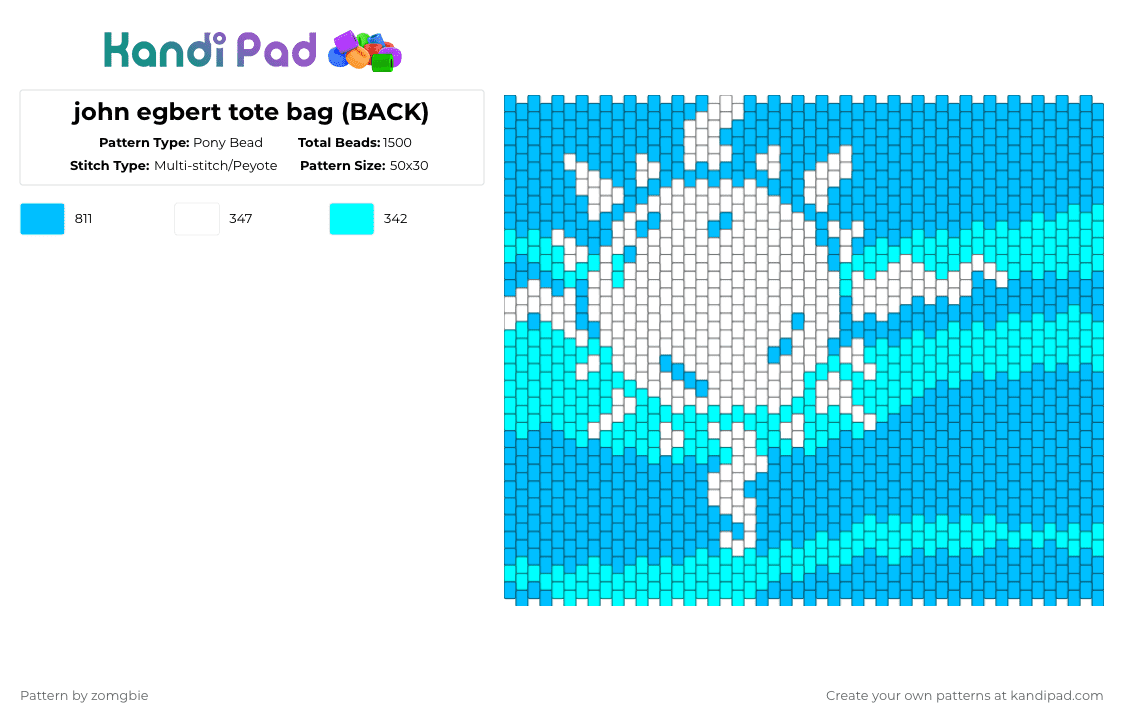 john egbert tote bag (BACK) - Pony Bead Pattern by zomgbie on Kandi Pad - light blue