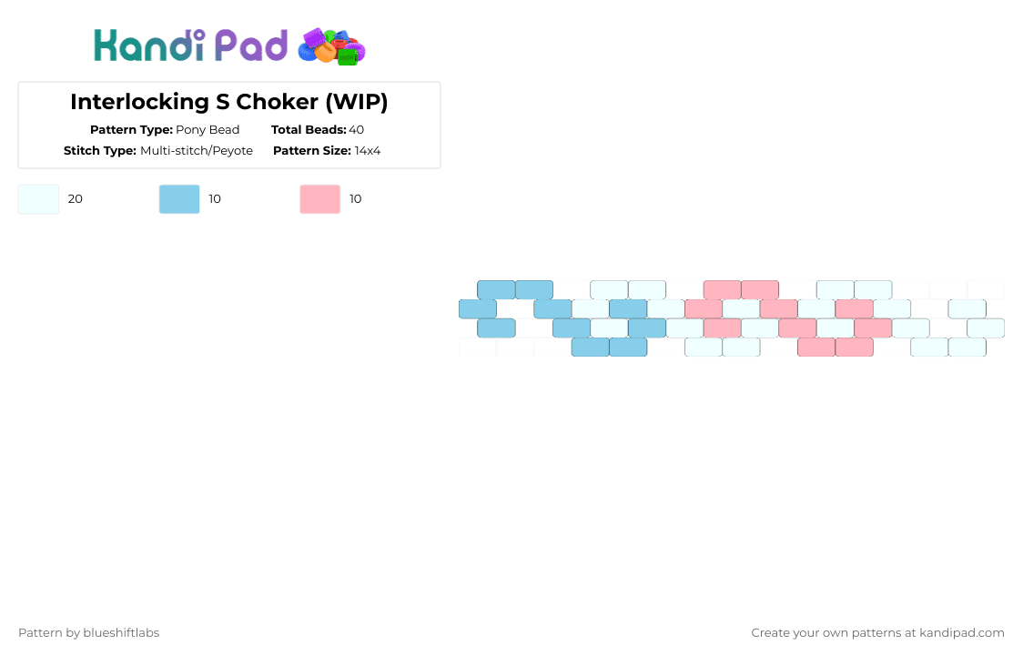 Interlocking S Choker (WIP) - Pony Bead Pattern by blueshiftlabs on Kandi Pad - light blue,pink