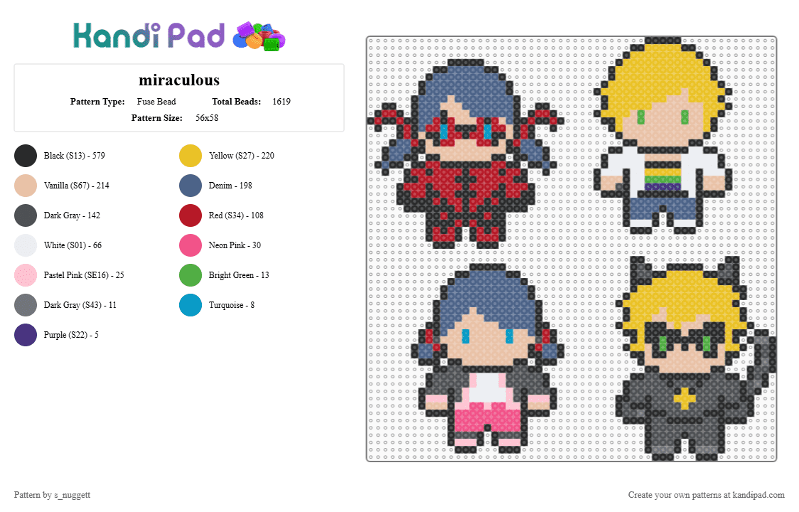 miraculous - Fuse Bead Pattern by s_nuggett on Kandi Pad - beige,blue,red,colorful