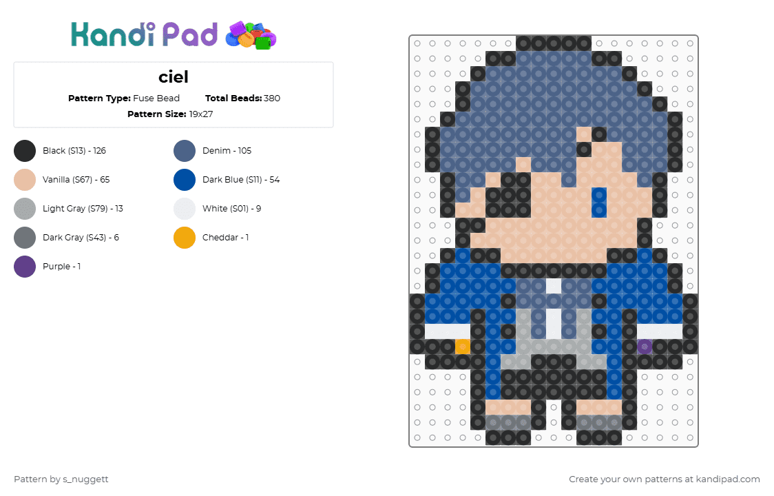 ciel - Fuse Bead Pattern by s_nuggett on Kandi Pad - blue,beige