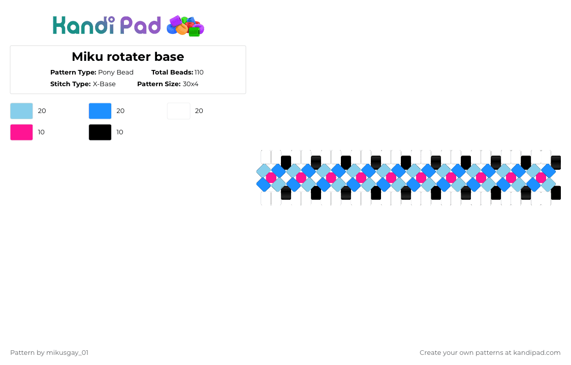 Miku rotater base - Pony Bead Pattern by mikusgay_01 on Kandi Pad - light blue