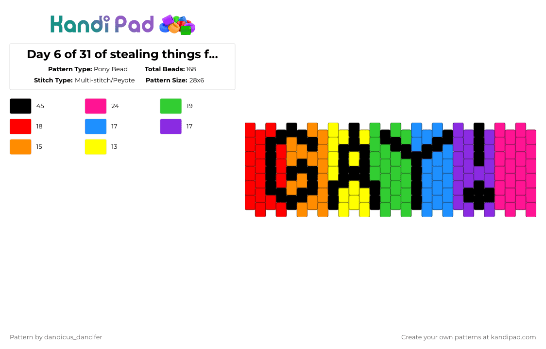 Day 6 of 31 of stealing things from kandipatterns: g** pride Kandi pattern - Pony Bead Pattern by mikusgay_01 on Kandi Pad - green,purple,colorful,gay,pride,kandipatterns,rainbow,lgbtq,lgbtqia,lgbt