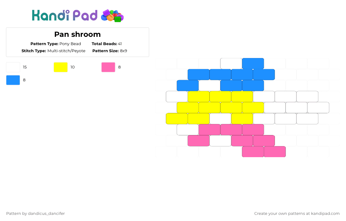 Pan shroom - Pony Bead Pattern by mikusgay_01 on Kandi Pad - yellow,pan,pansexual,pride,mushroom,shroom,lgbtq