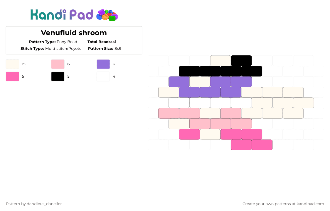 Venufluid shroom - Pony Bead Pattern by mikusgay_01 on Kandi Pad - pink,purple,venufluid,pride,shroom,mushroom,lgbtq,lgbt,lgbtqia