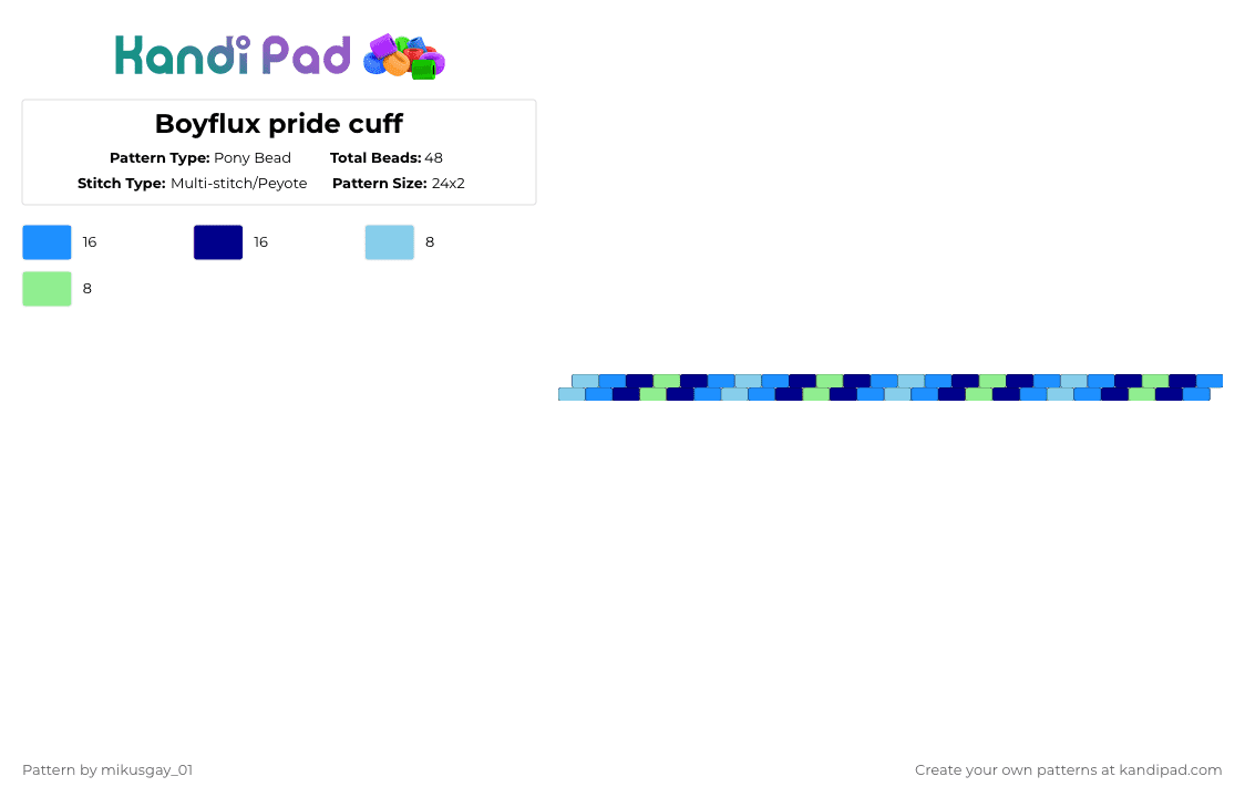 Boyflux pride cuff - Pony Bead Pattern by mikusgay_01 on Kandi Pad - light blue,purple,boyflux,pride,lgbt,lgbtq,lgbtqia