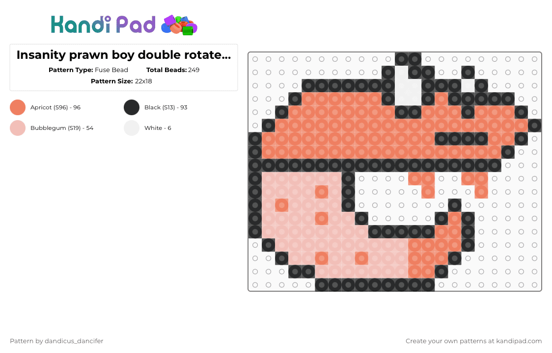 Insanity prawn boy double rotater for @l00zh1n_br4inz 6/6 charm for last rotater - Fuse Bead Pattern by mikusgay_01 on Kandi Pad - 