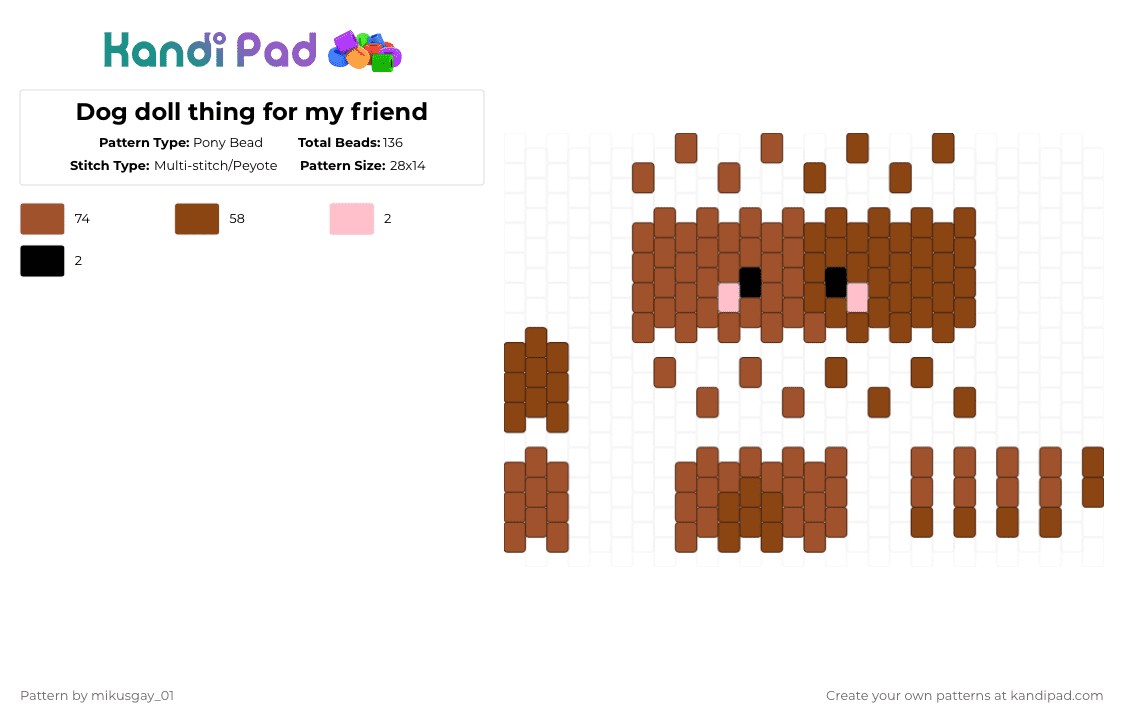 Dog doll thing for my friend - Pony Bead Pattern by mikusgay_01 on Kandi Pad - red