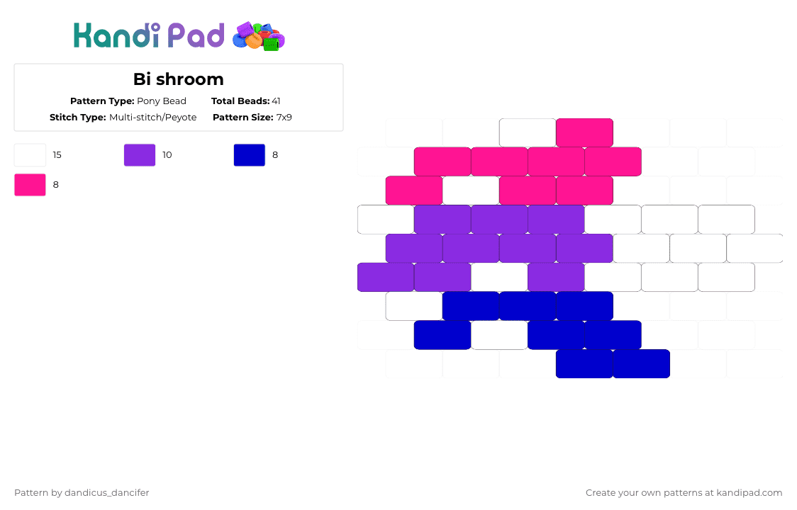 Bi shroom - Pony Bead Pattern by mikusgay_01 on Kandi Pad - purple,pink,bi,bisexual,lgbtq,shroom,mushroom,pride