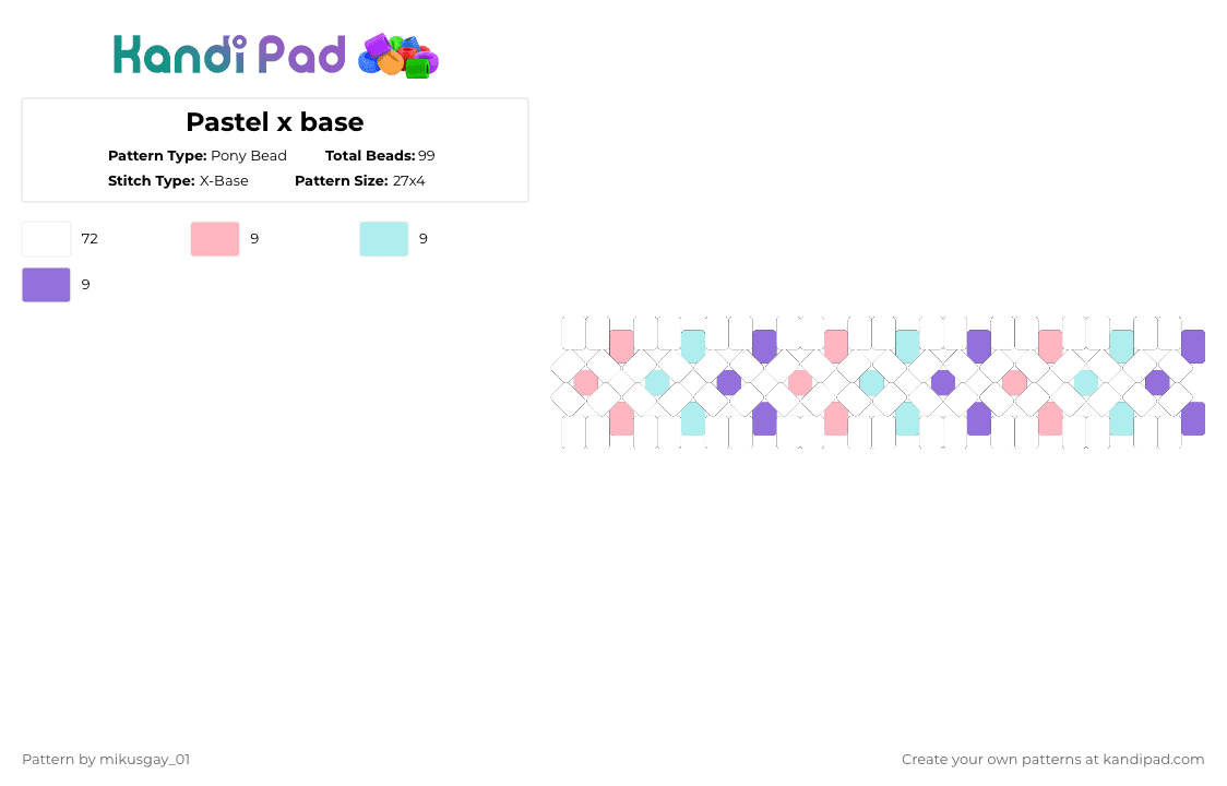 Pastel x base - Pony Bead Pattern by mikusgay_01 on Kandi Pad - white,pink,light blue,purple