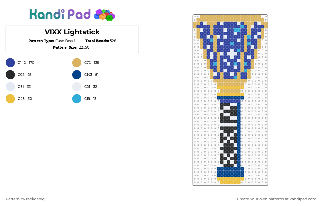 VIXX Lightstick - Fuse Bead Pattern by raekoenig on Kandi Pad - orange,purple,kpop,vixx,lightstick