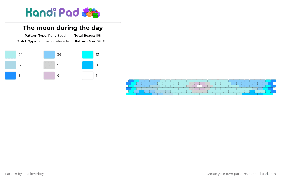 The moon during the day - Pony Bead Pattern by localloverboy on Kandi Pad - light blue,moon,blue,sky,pretty,gradient,dark blue,pink