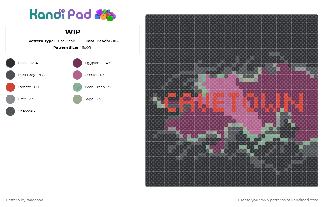 Cavetown - Self Titled Album Cover - Fuse Bead Pattern by raaaaaaa on Kandi Pad - black,gray,pink