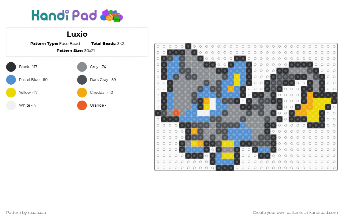 Luxio - Fuse Bead Pattern by raaaaaaa on Kandi Pad - 