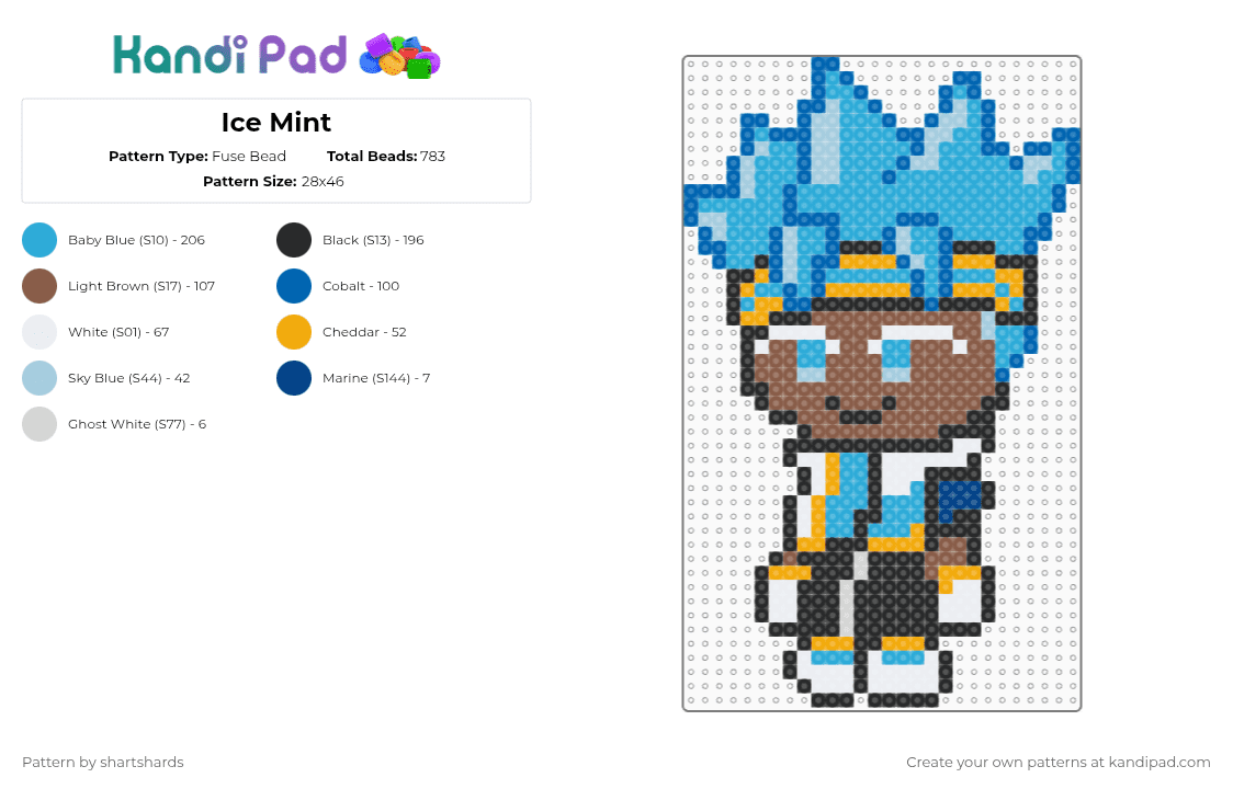 Ice Mint Cookie - Fuse Bead Pattern by shartshards on Kandi Pad - light blue