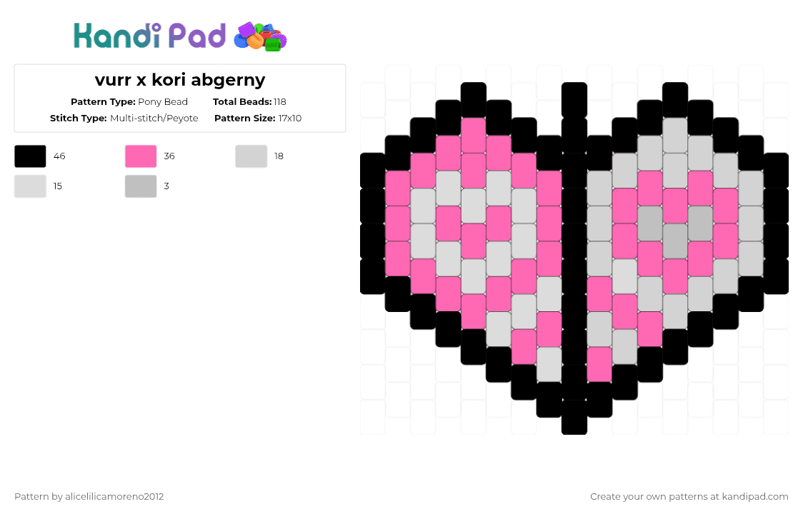 vurr x kori abgerny - Pony Bead Pattern by alicelilicamoreno2012 on Kandi Pad - pink