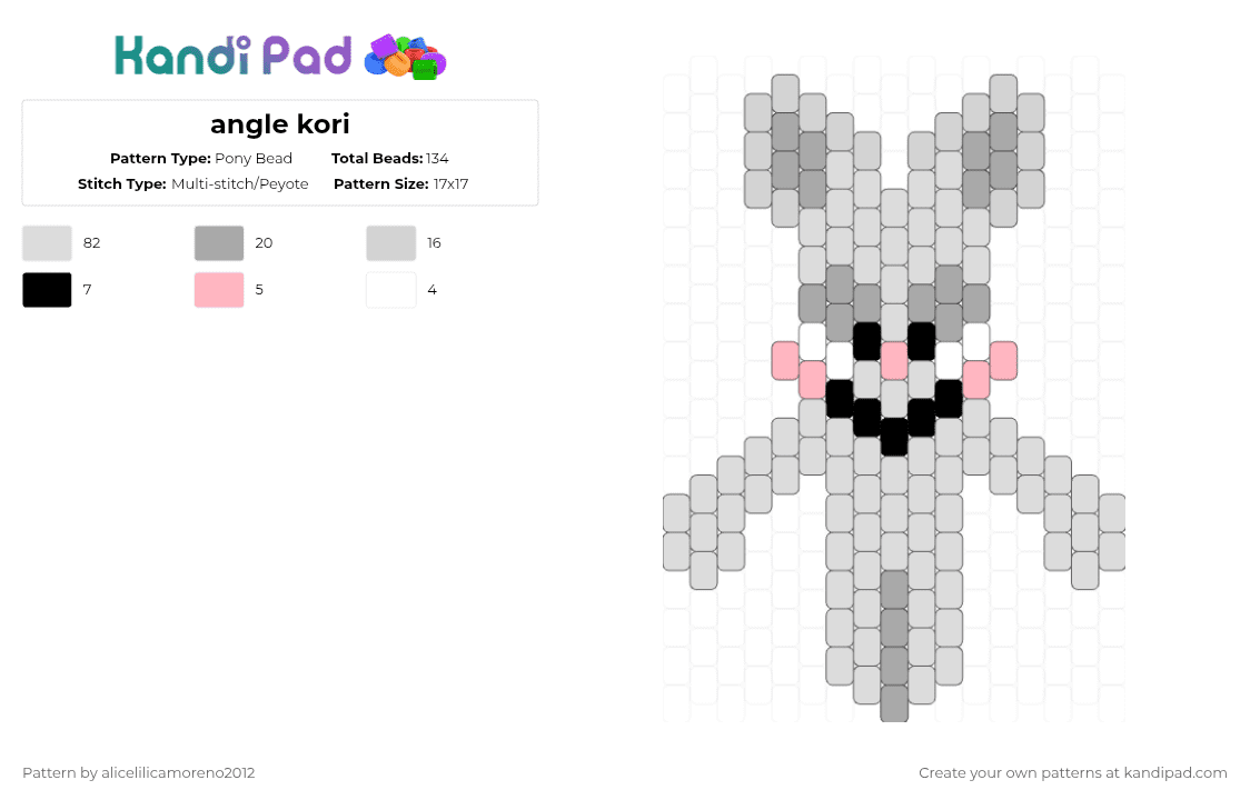 angle kori - Pony Bead Pattern by alicelilicamoreno2012 on Kandi Pad - white,beige