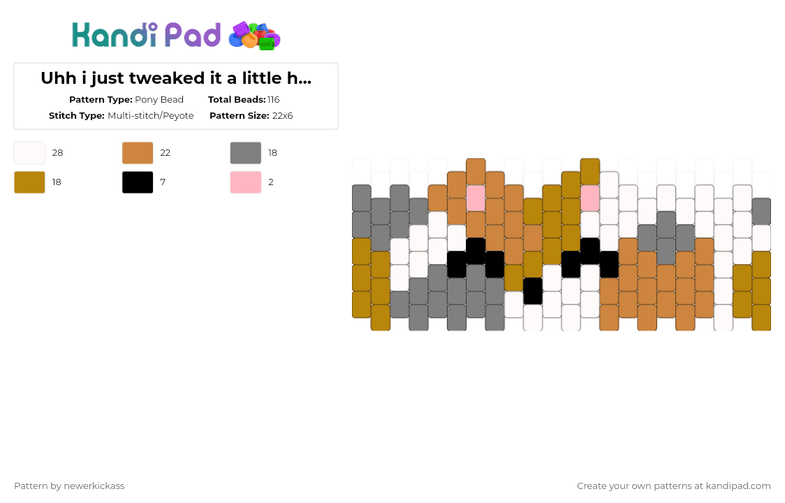 Uhh i just tweaked it a little hope ur not mad D\': - Pony Bead Pattern by newerkickass on Kandi Pad - gray,gold,orange