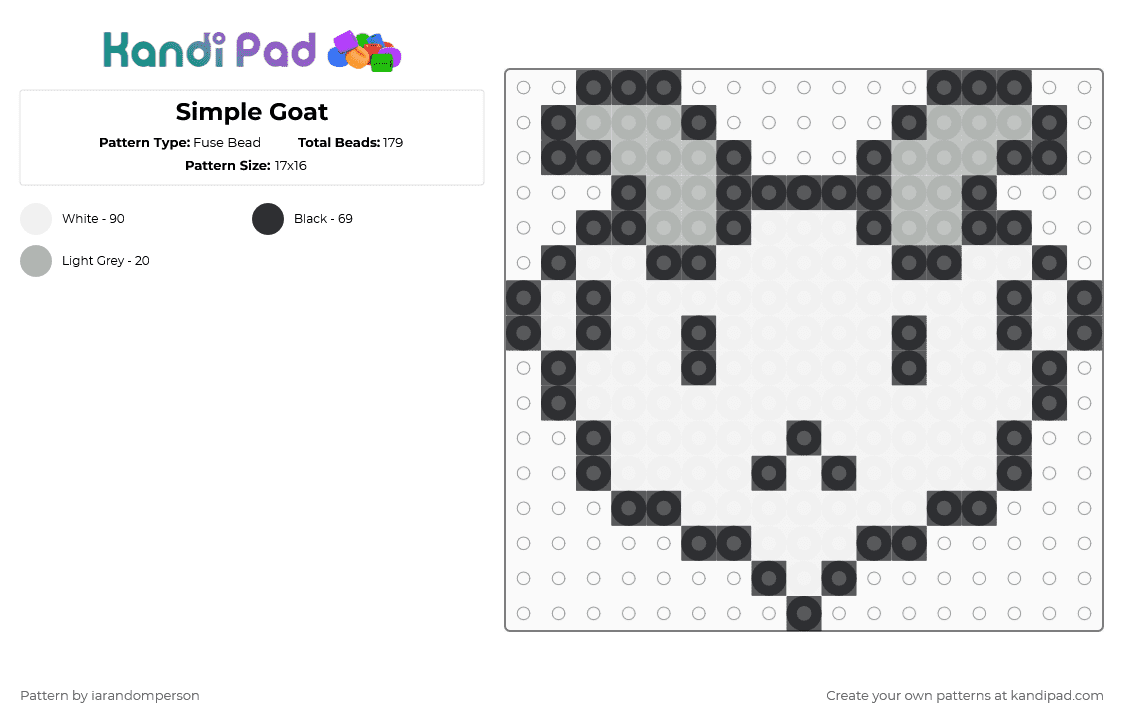 Simple Goat - Fuse Bead Pattern by iarandomperson on Kandi Pad - white