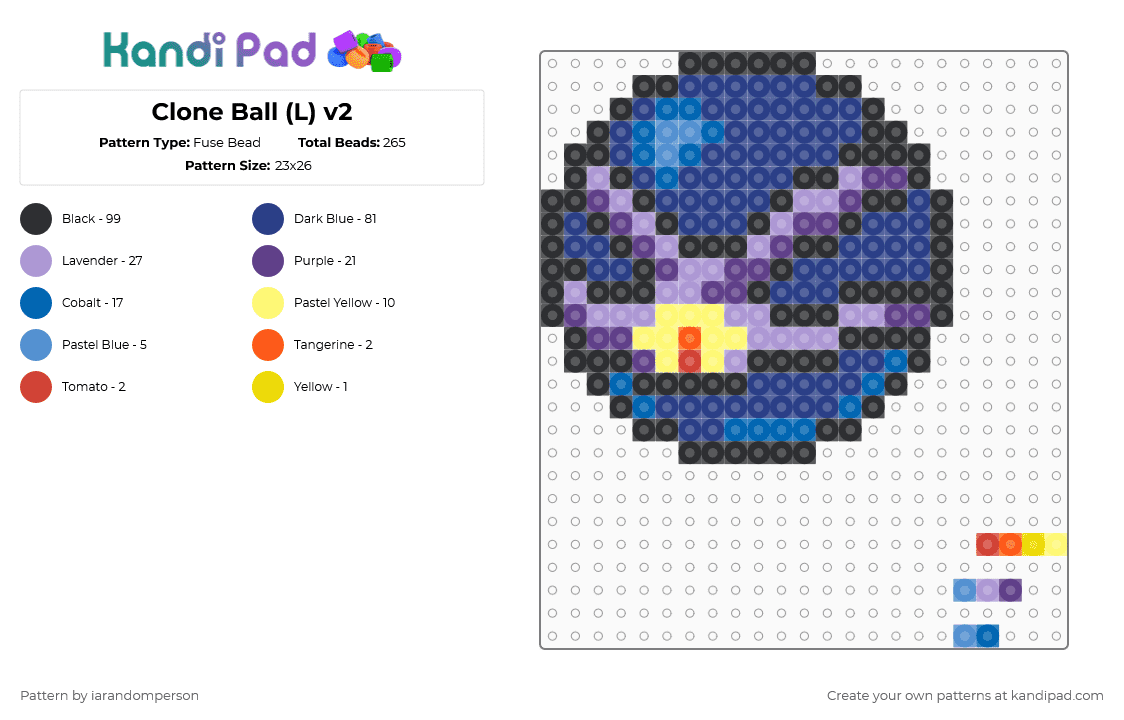 Clone Ball (L) v2 - Fuse Bead Pattern by iarandomperson on Kandi Pad - pink,blue