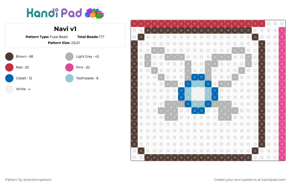 Navi v1 - Fuse Bead Pattern by iarandomperson on Kandi Pad - 