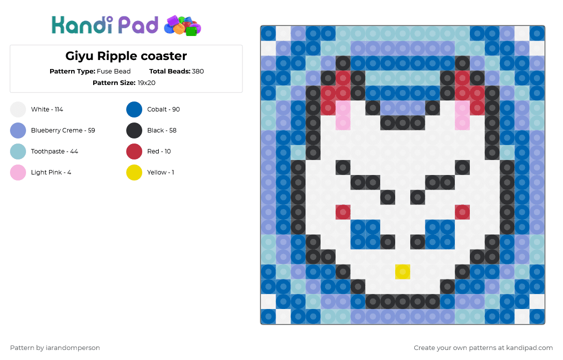Giyu Ripple coaster - Fuse Bead Pattern by iarandomperson on Kandi Pad - blue, light blue