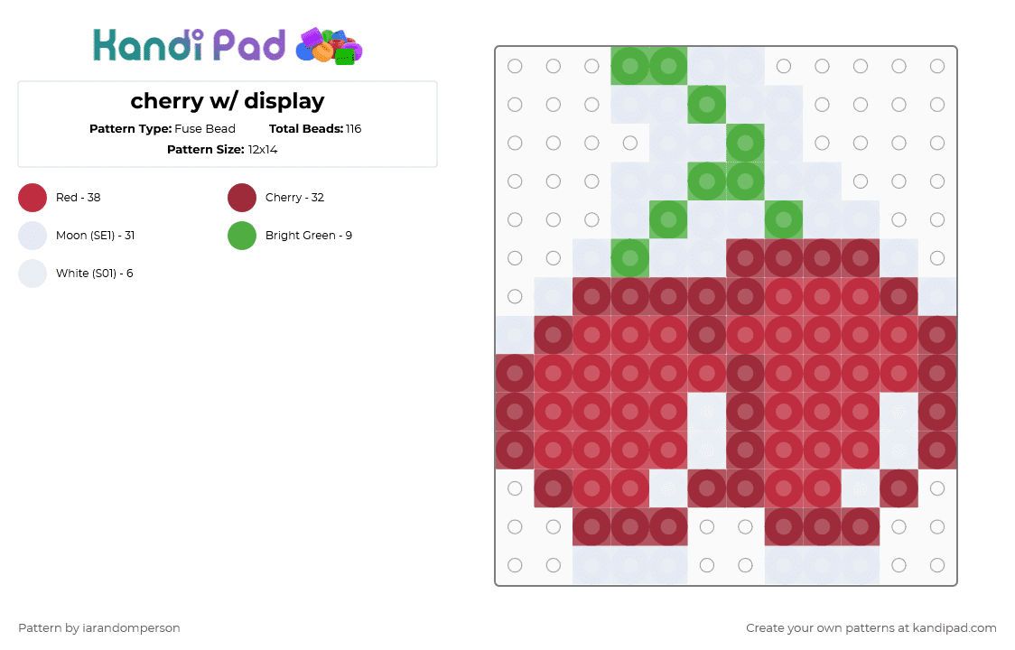 cherry w/ display - Fuse Bead Pattern by iarandomperson on Kandi Pad - red