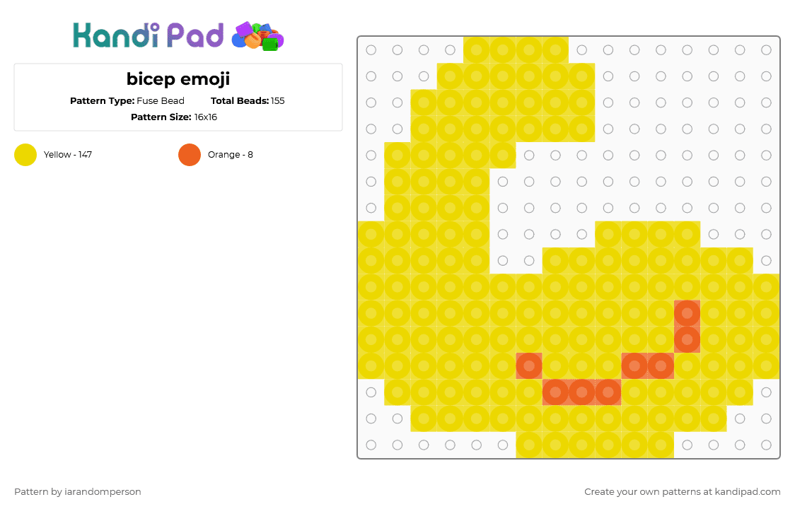 bicep emoji - Fuse Bead Pattern by iarandomperson on Kandi Pad - yellow