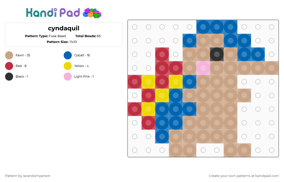 cyndaquil - Fuse Bead Pattern by iarandomperson on Kandi Pad - blue,beige,cyndaquil,pokemon