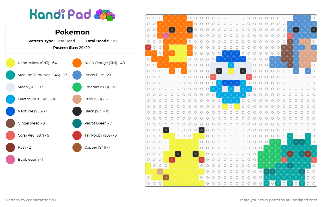 Pokemon Fuse Bead Pattern - Kandi Pad | Kandi Patterns, Fuse Bead ...