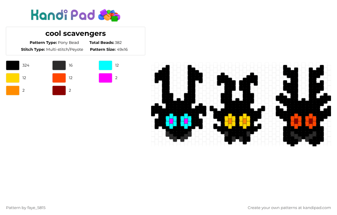cool scavengers - Pony Bead Pattern by faye_5815 on Kandi Pad - black,light blue,yellow,red