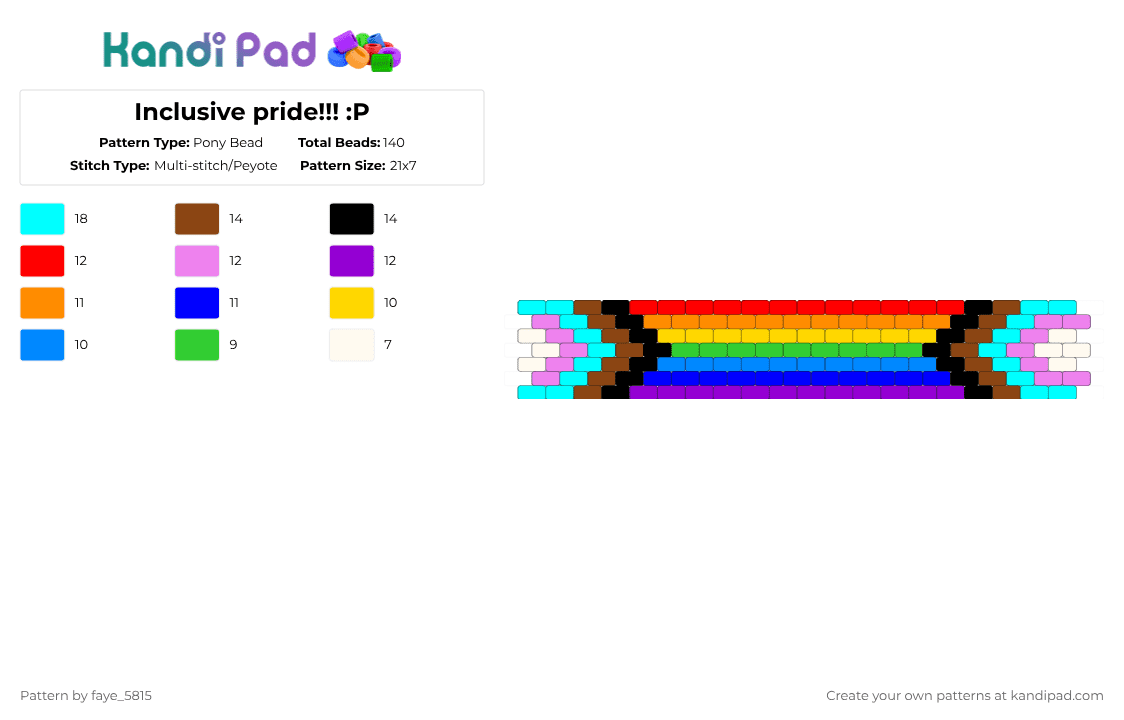 Inclusive pride!!! :P - Pony Bead Pattern by faye_5815 on Kandi Pad - light blue,red,purple,lgbtq,pride