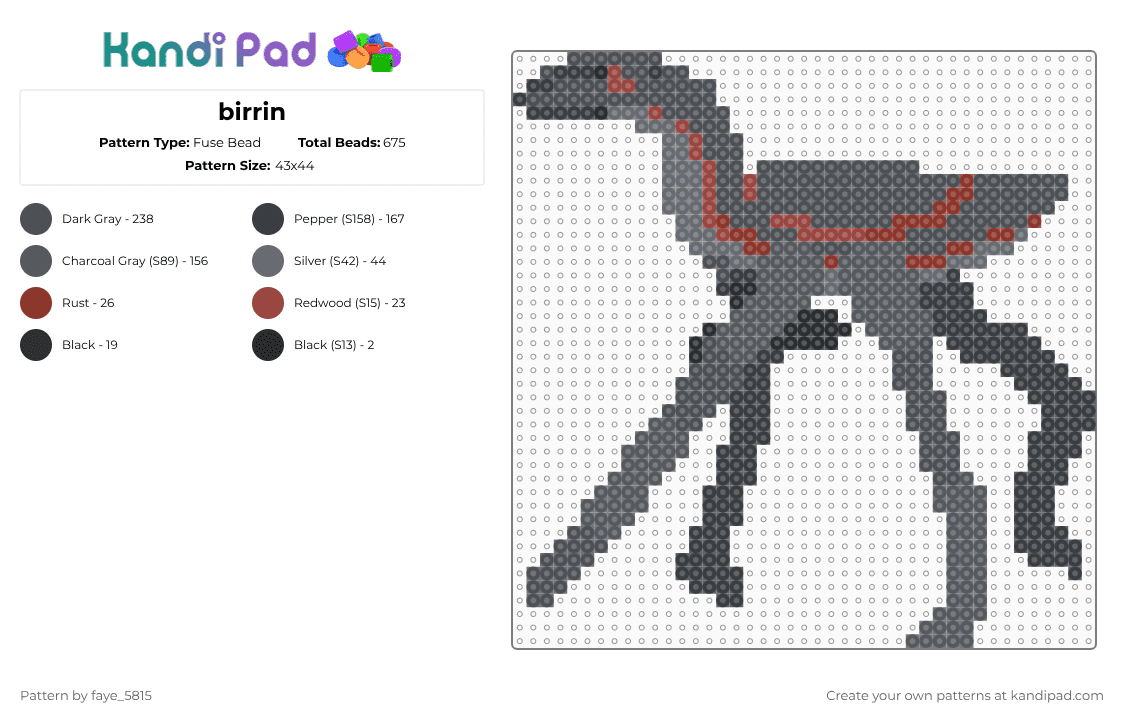 birrin - Fuse Bead Pattern by faye_5815 on Kandi Pad - gray,scifi