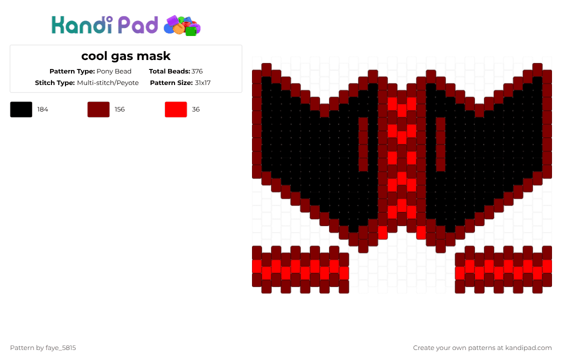 cool gas mask - Pony Bead Pattern by faye_5815 on Kandi Pad - brown