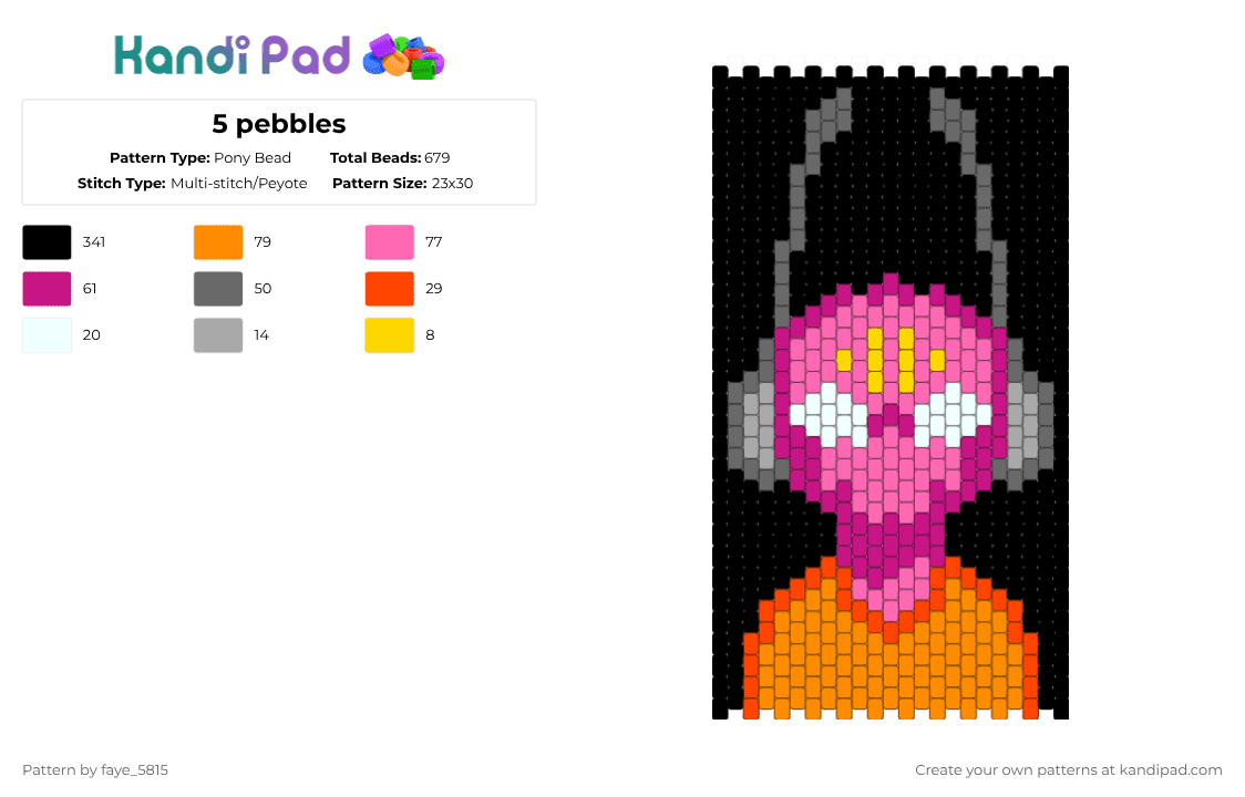 5 pebbles from rainworld :3 - Pony Bead Pattern by faye_5815 on Kandi Pad - rain world,black,gray,pink,orange