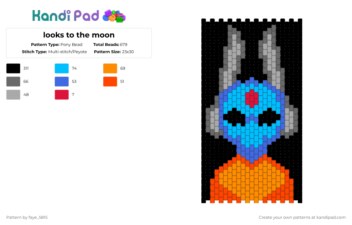 looks to the moon (rain world iterator) - Pony Bead Pattern by faye_5815 on Kandi Pad - rain world,black,light blue,orange,colorful