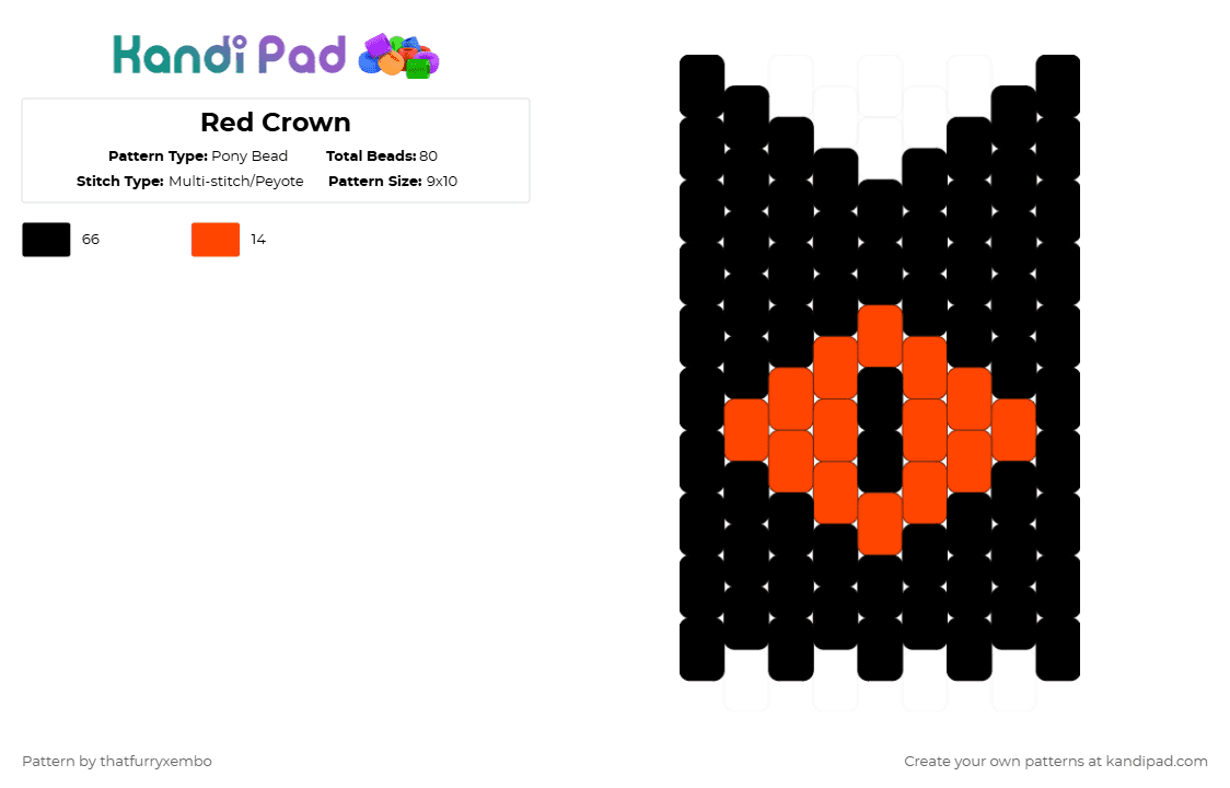 Red Crown - Pony Bead Pattern by thatfurryxembo on Kandi Pad - black,cotl,cult of the lamb