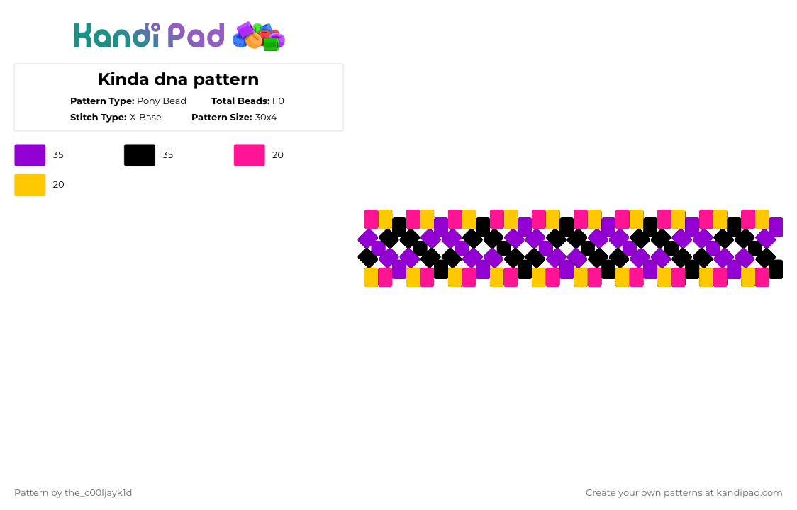 Kinda dna pattern - Pony Bead Pattern by the_cooljayk1d on Kandi Pad - purple