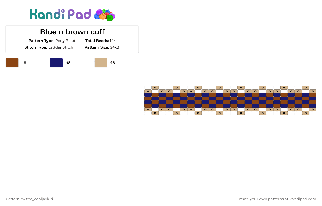 Blue n brown cuff - Pony Bead Pattern by the_cooljayk1d on Kandi Pad - red,purple,beige,blue,brown,cool