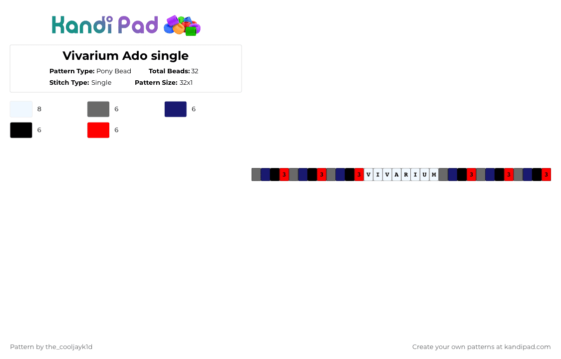 Vivarium Ado single - Pony Bead Pattern by the_cooljayk1d on Kandi Pad - gray,purple,red,ado,jpop,love,cool