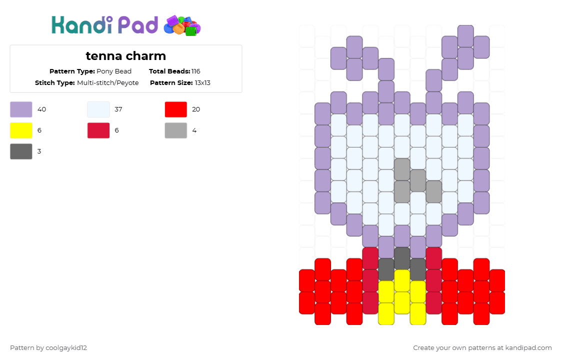 tenna charm - Pony Bead Pattern by the_cooljayk1d on Kandi Pad - pink,red,tenna,deltarune,cool
