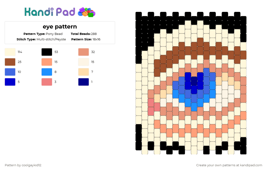 eye pattern - Pony Bead Pattern by the_cooljayk1d on Kandi Pad - white,orange,red