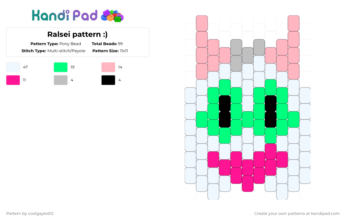 Ralsei pattern :) - Pony Bead Pattern by the_cooljayk1d on Kandi Pad - pink,teal,ralsei,deltarune,cool,charm