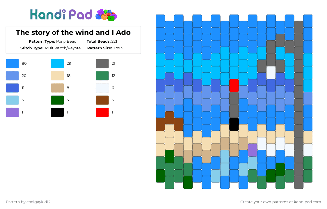 The story of the wind and I Ado - Pony Bead Pattern by the_cooljayk1d on Kandi Pad - light blue,ado,jpop,cool