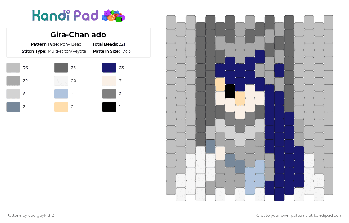 Gira-Chan ado - Pony Bead Pattern by the_cooljayk1d on Kandi Pad - ado,jpop,cool