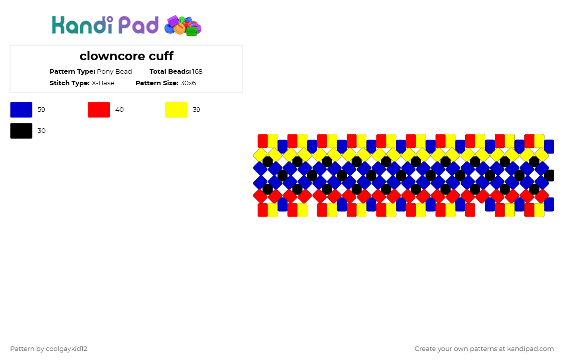 clowncore cuff - Pony Bead Pattern by the_cooljayk1d on Kandi Pad - purple,clown,cool