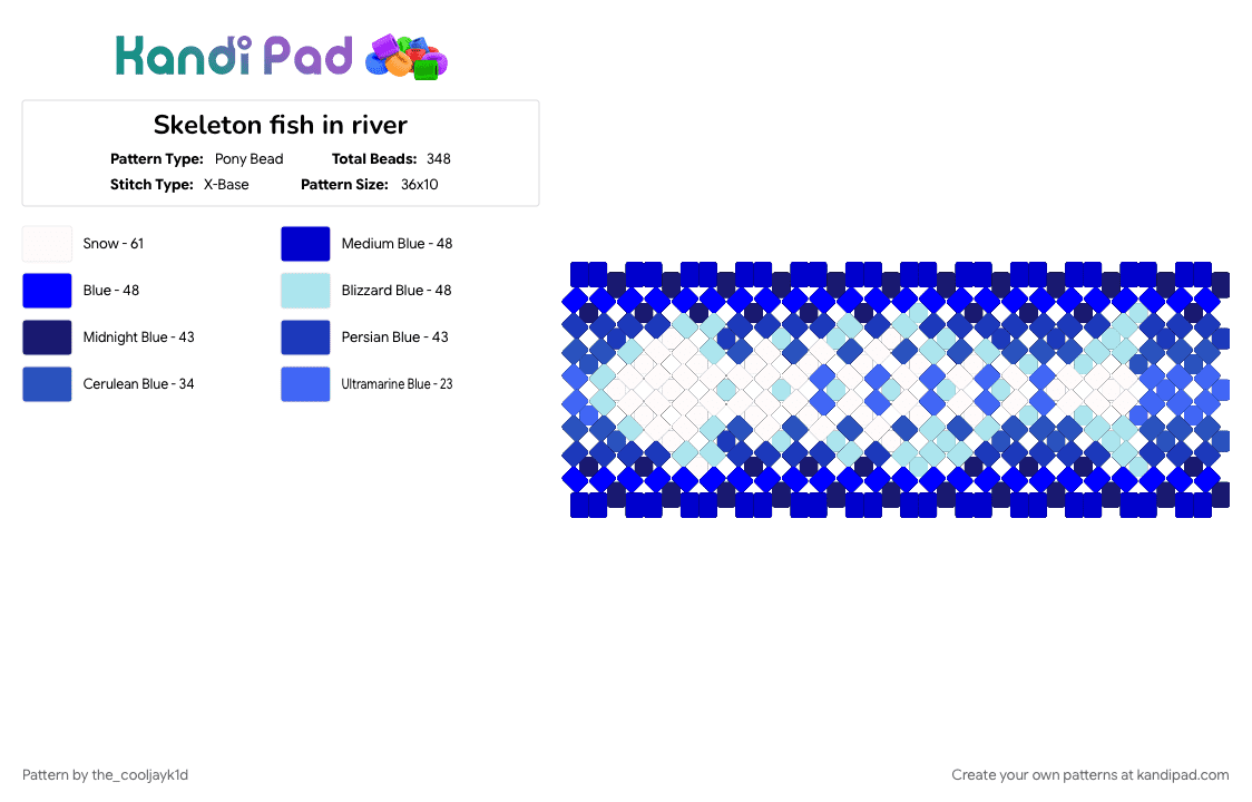 Skeleton fish in river - Pony Bead Pattern by the_cooljayk1d on Kandi Pad - cuff, fish, purple, river, skeleton