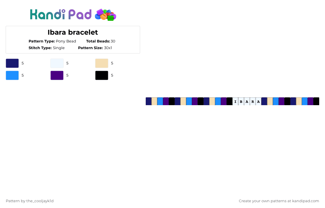 Ibara bracelet - Pony Bead Pattern by the_cooljayk1d on Kandi Pad - purple,ado,jpop,cool